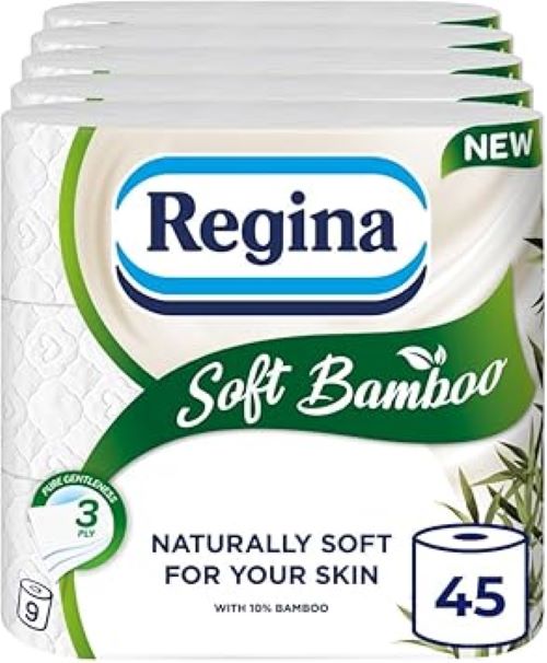 Regina Soft Bamboo - 45 Rolls of Toilet Tissue 3 Ply, Naturally Soft UK