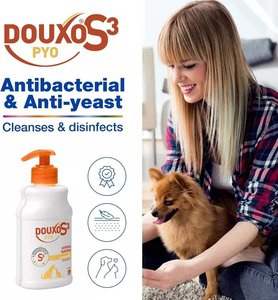 DOUXO S3 PYO Antibacterial and Antifungal Dog and Cat Shampoo - 200ml UK SELLER