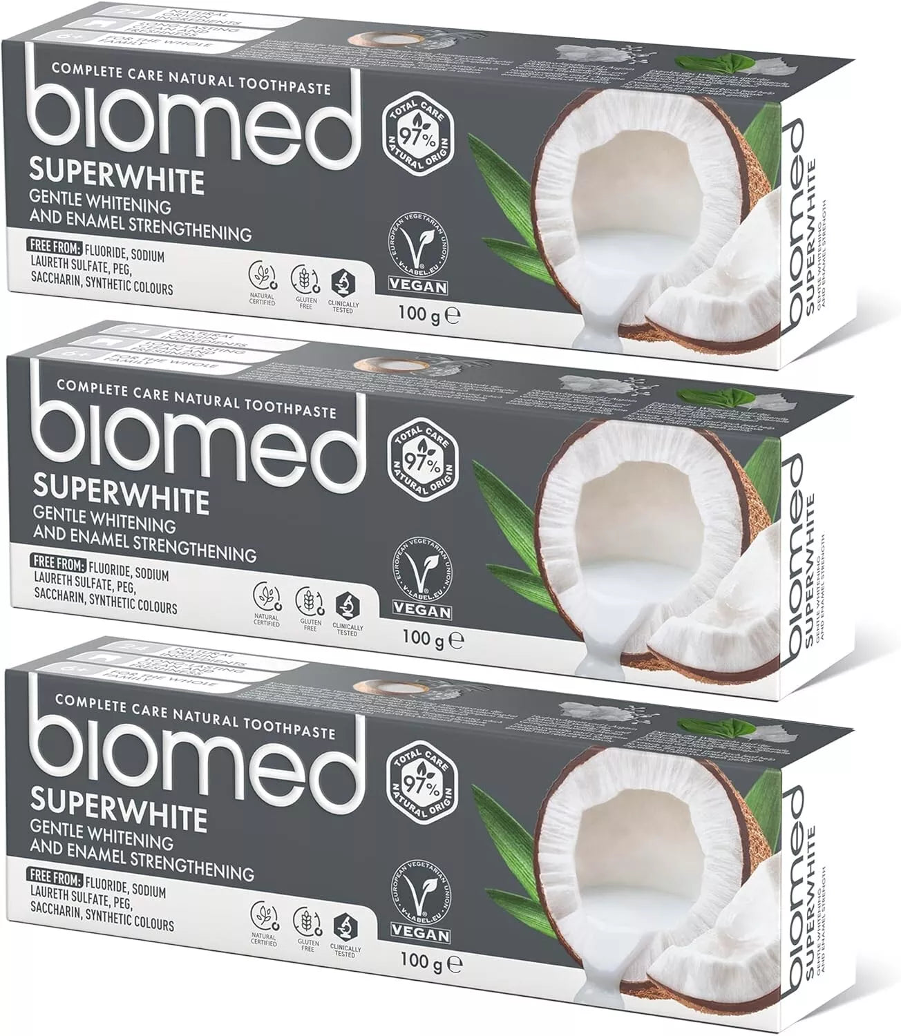 Biomed Superwhite Toothpaste x 3 pack - Natural Coconut