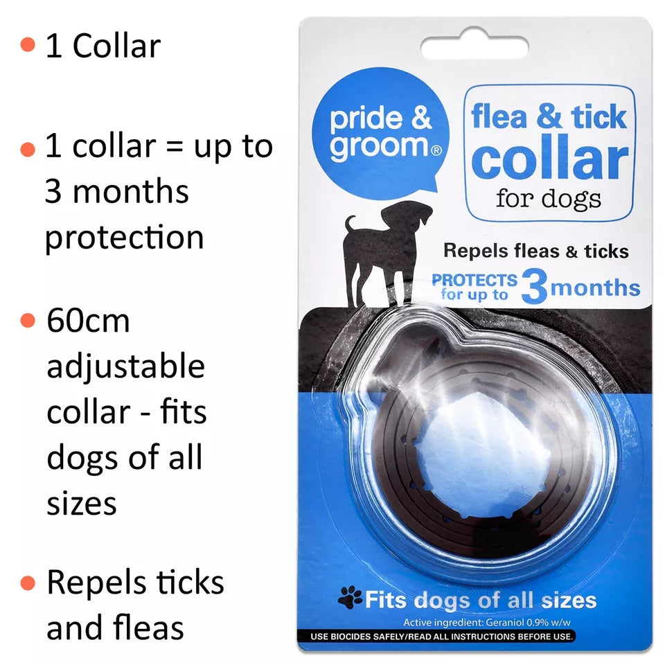 Dog Flea & Tick Collar Flee Lasts 3 Months Protection Stretch Fits All Size Dog