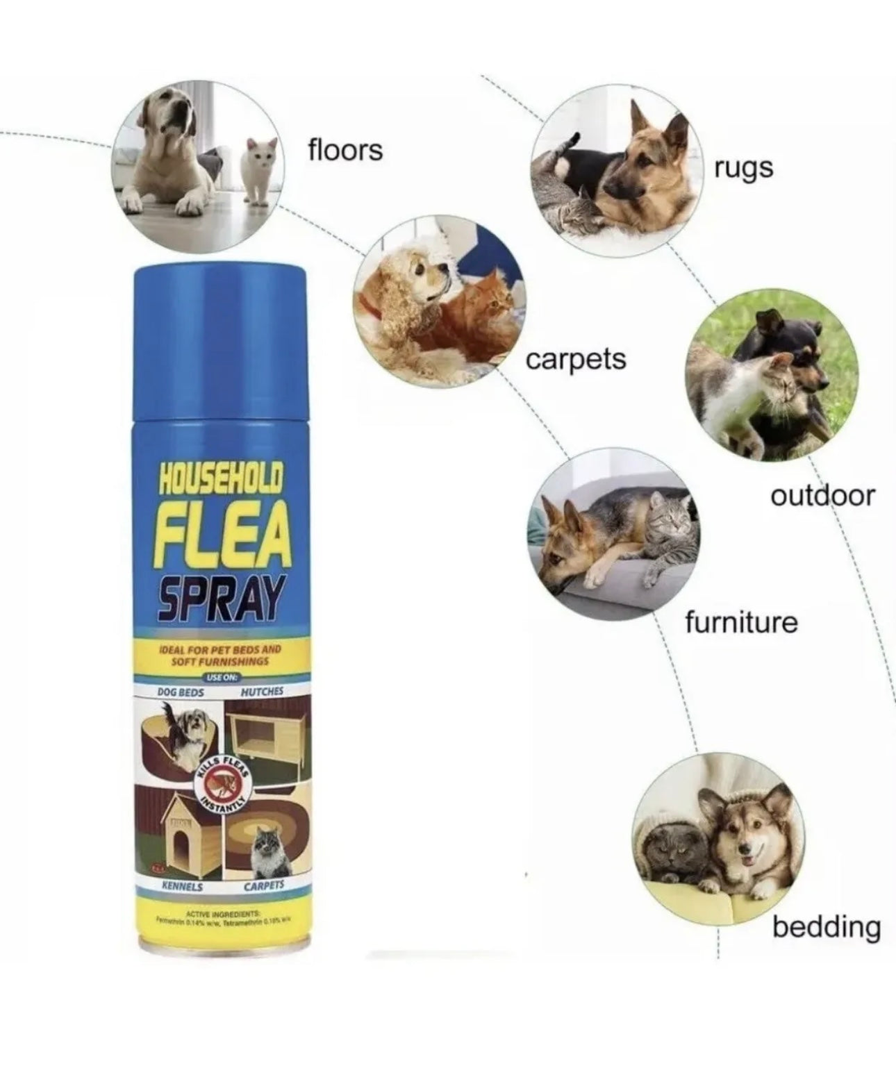 200ML FLEA KILLER SPRAY AEROSOL ANIMAL DOG CAT PET BED FOR HOME FLEA CARE