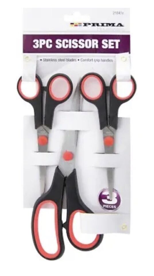 Pack of 3 Scissors Set Stainless Steel Assorted Sized Pro Kitchen Household